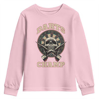 Darts Player Champion Youth Sweatshirt Skull Dartboard Retro Style - Wonder Print Shop