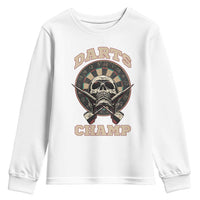 Darts Player Champion Youth Sweatshirt Skull Dartboard Retro Style - Wonder Print Shop