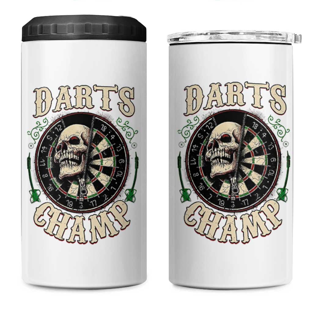 Skull Dartboard Retro Vintage 4 in 1 Can Cooler Tumbler Darts Player Champion Gift - Wonder Print Shop