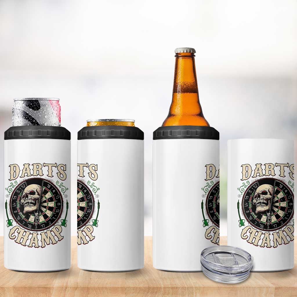 Skull Dartboard Retro Vintage 4 in 1 Can Cooler Tumbler Darts Player Champion Gift - Wonder Print Shop