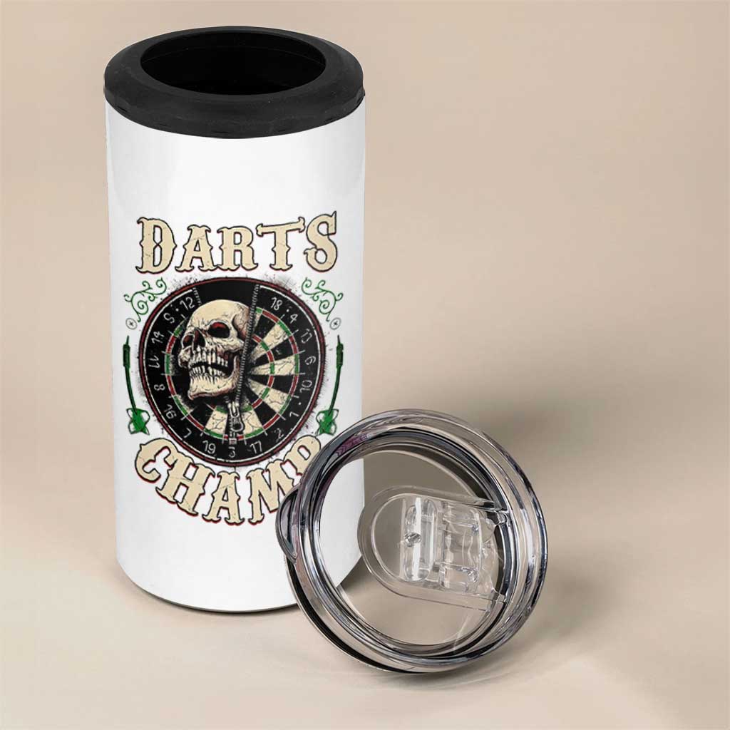 Skull Dartboard Retro Vintage 4 in 1 Can Cooler Tumbler Darts Player Champion Gift - Wonder Print Shop