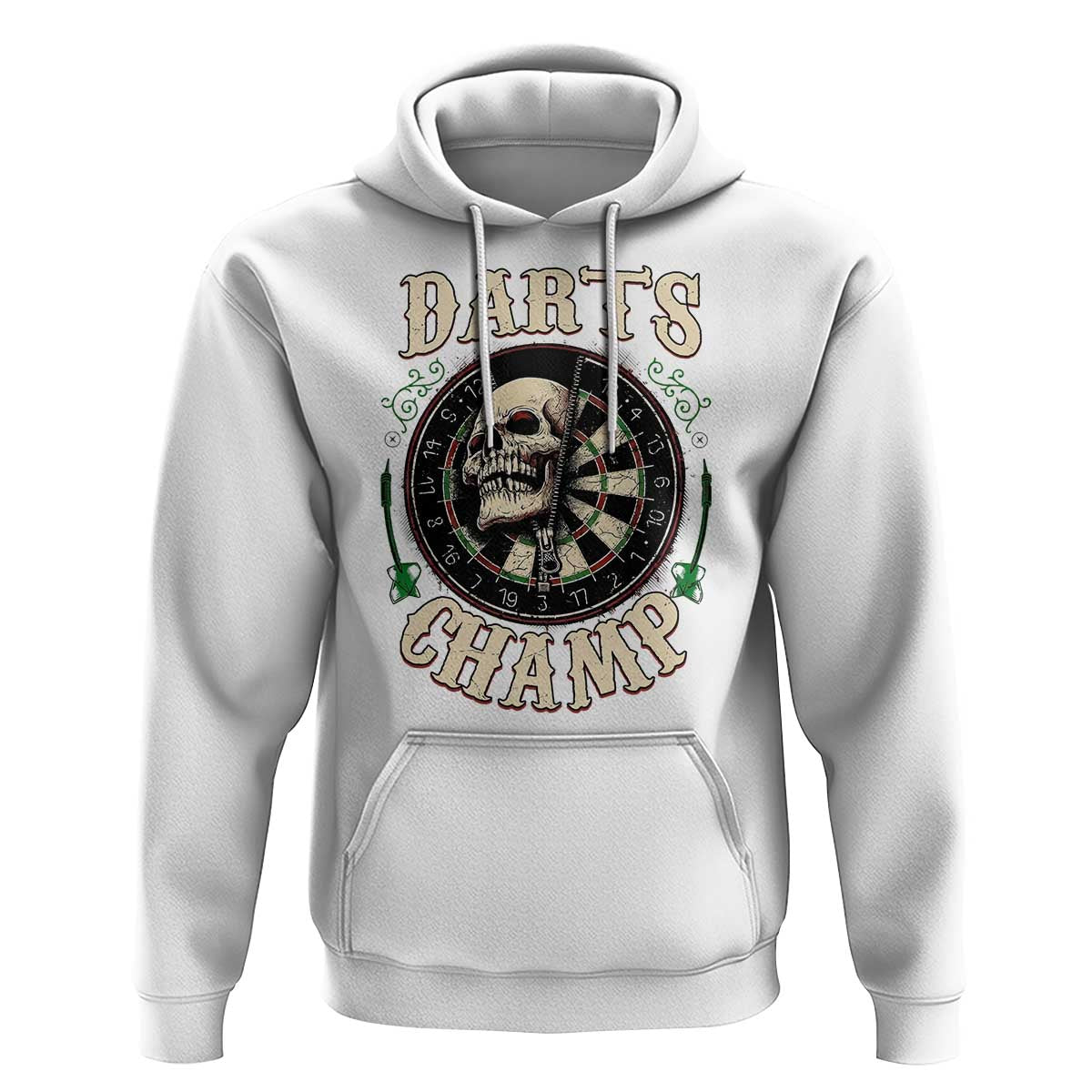 Skull Dartboard Retro Vintage Hoodie Darts Player Champion Gift - Wonder Print Shop