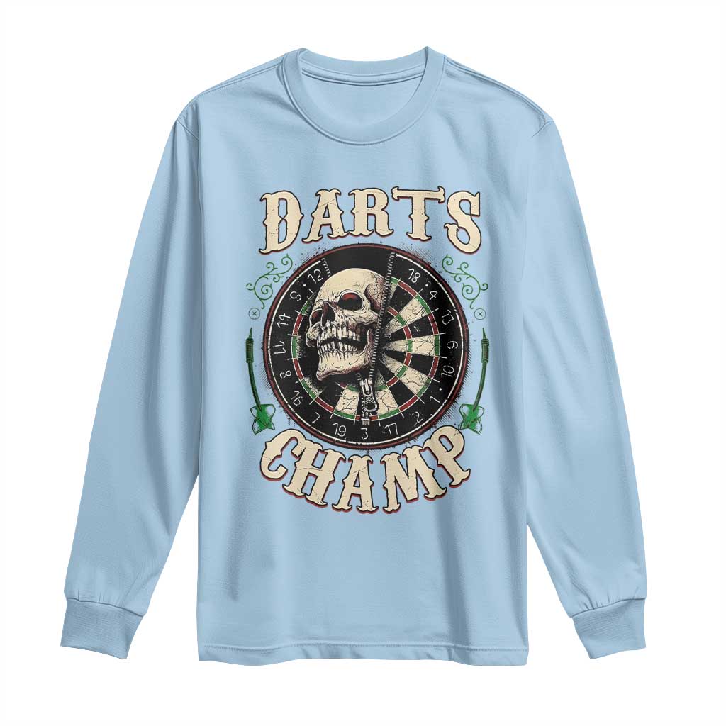 Skull Dartboard Retro Vintage Long Sleeve Shirt Darts Player Champion Gift - Wonder Print Shop