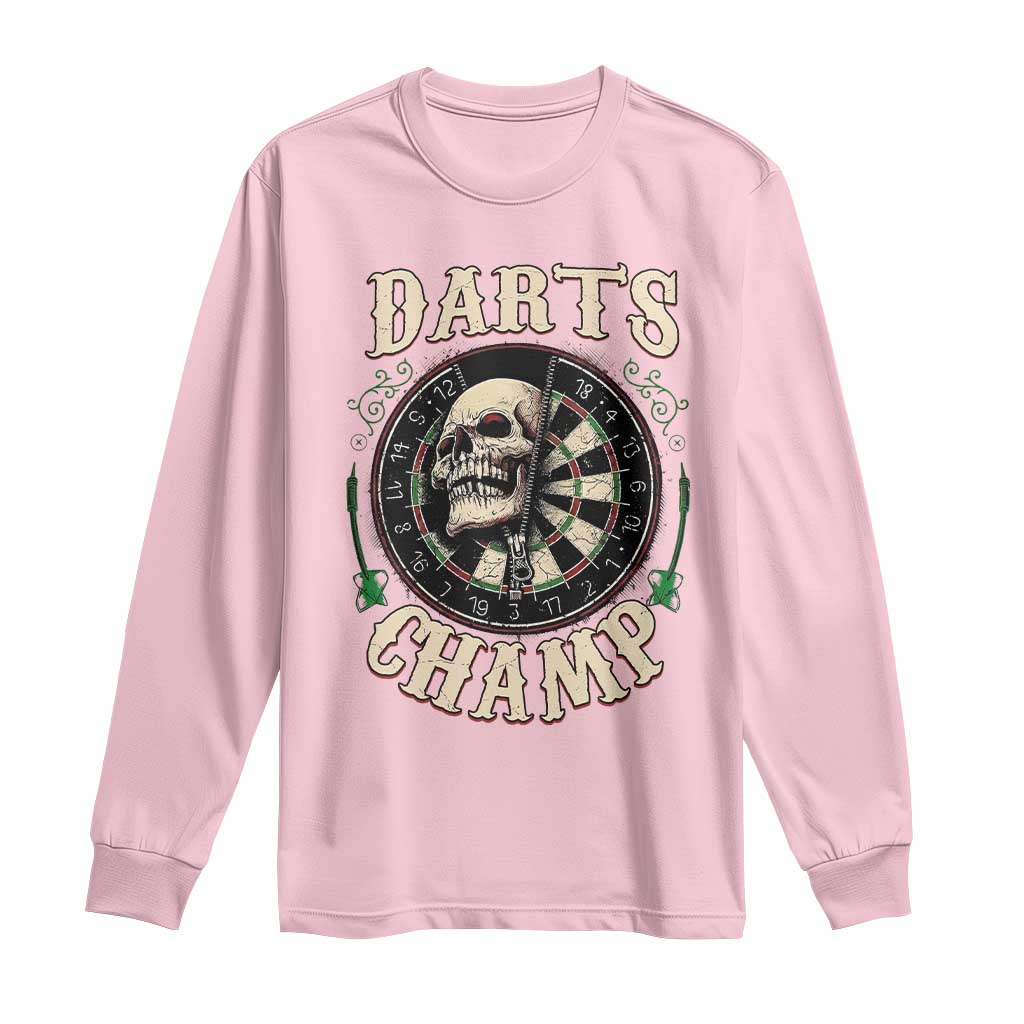 Skull Dartboard Retro Vintage Long Sleeve Shirt Darts Player Champion Gift - Wonder Print Shop
