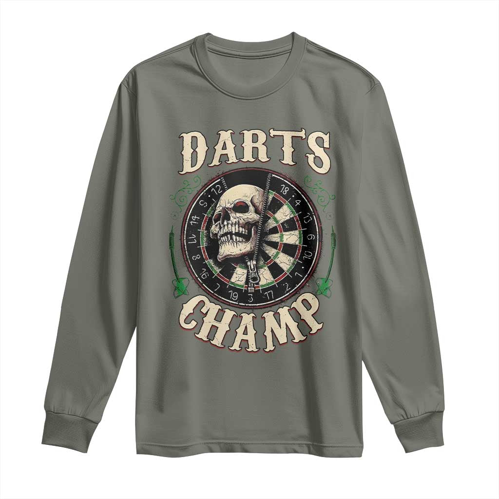 Skull Dartboard Retro Vintage Long Sleeve Shirt Darts Player Champion Gift - Wonder Print Shop