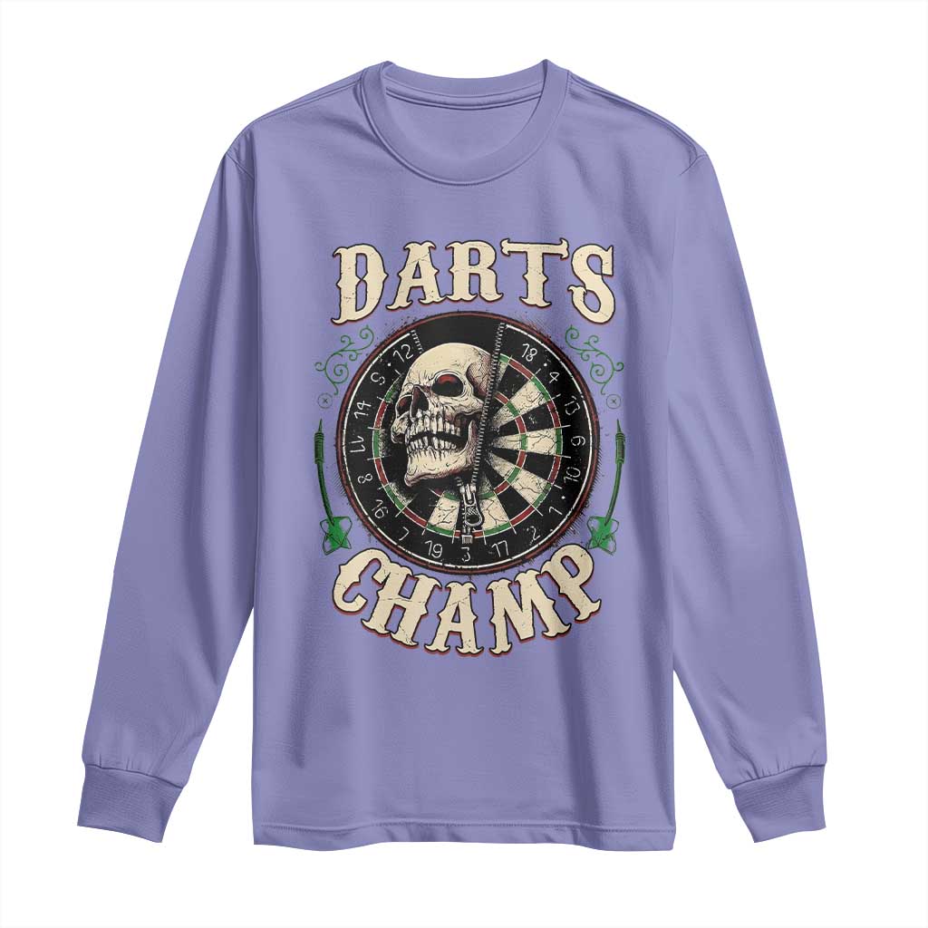 Skull Dartboard Retro Vintage Long Sleeve Shirt Darts Player Champion Gift - Wonder Print Shop