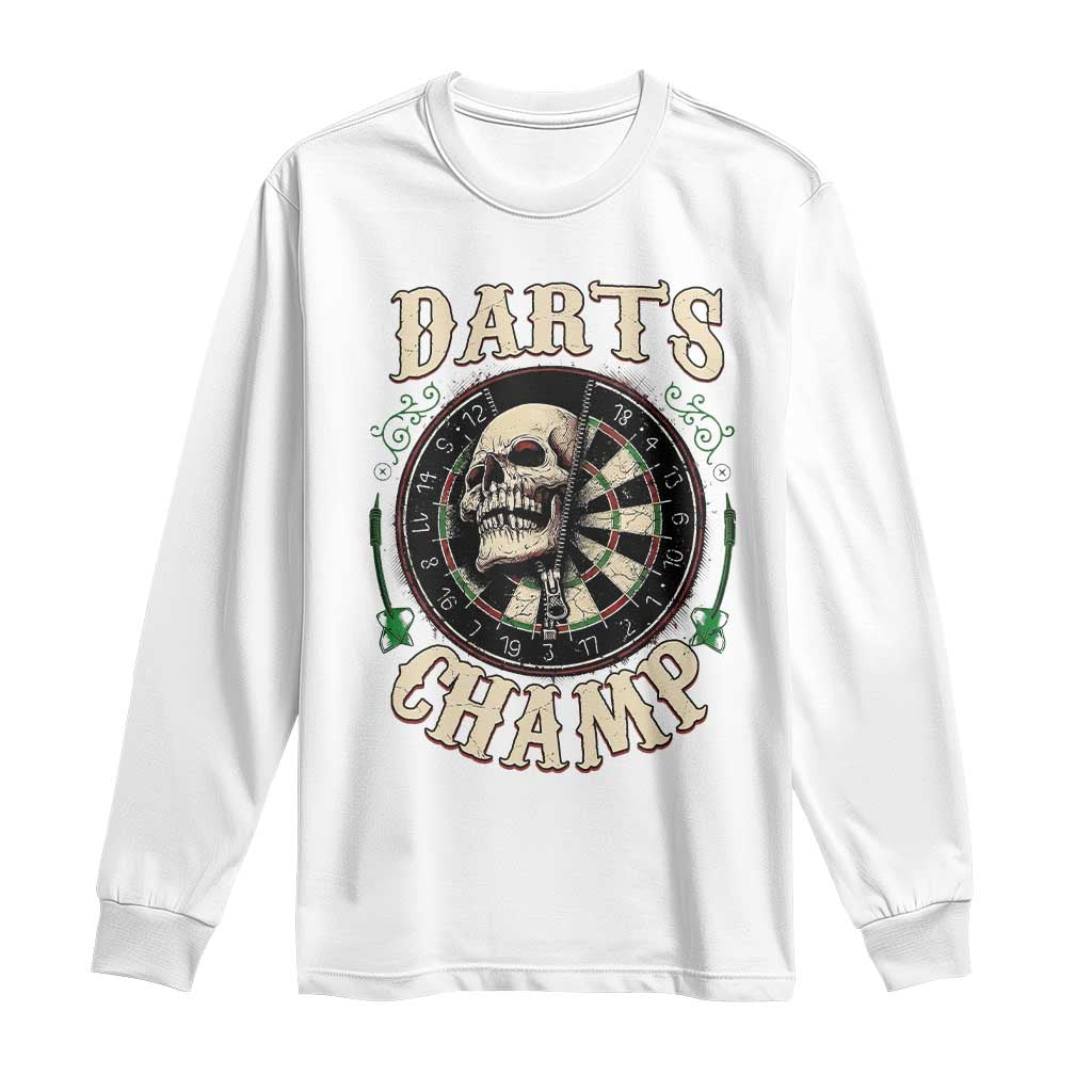 Skull Dartboard Retro Vintage Long Sleeve Shirt Darts Player Champion Gift - Wonder Print Shop