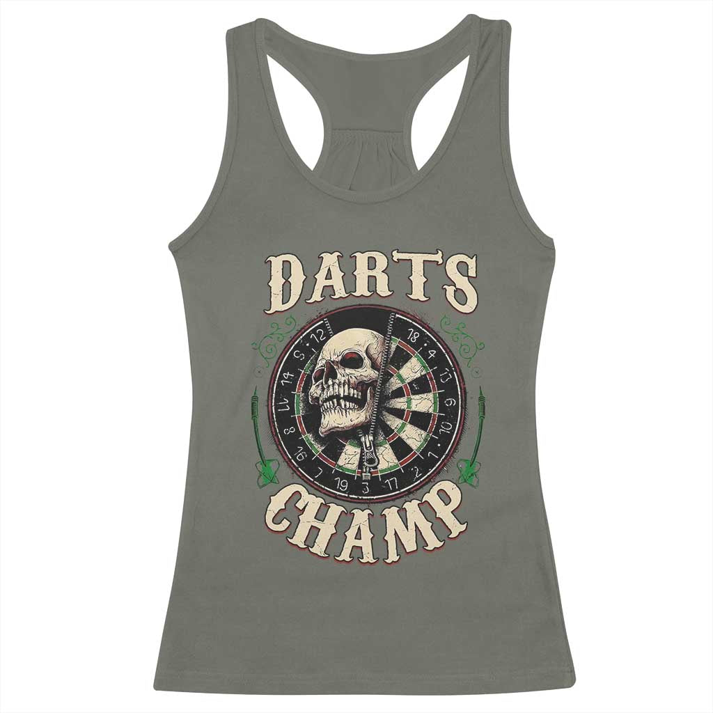 Skull Dartboard Retro Vintage Racerback Tank Top Darts Player Champion Gift - Wonder Print Shop