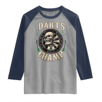 Skull Dartboard Retro Vintage Raglan Shirt Darts Player Champion Gift - Wonder Print Shop