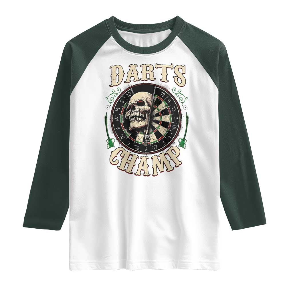 Skull Dartboard Retro Vintage Raglan Shirt Darts Player Champion Gift - Wonder Print Shop