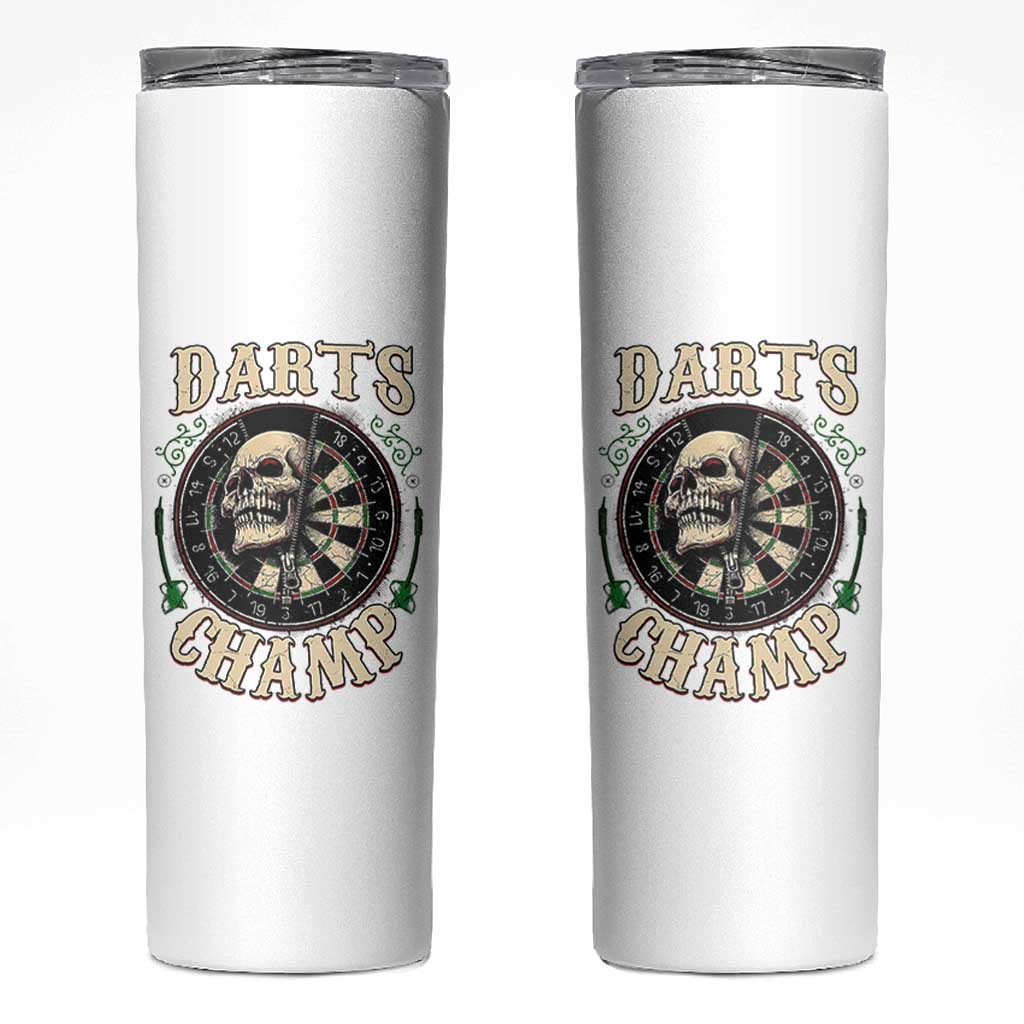 Skull Dartboard Retro Vintage Skinny Tumbler Darts Player Champion Gift - Wonder Print Shop