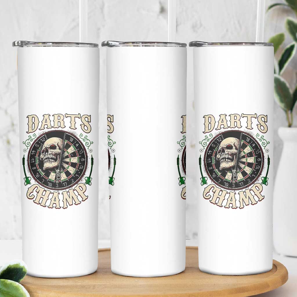 Skull Dartboard Retro Vintage Skinny Tumbler Darts Player Champion Gift - Wonder Print Shop