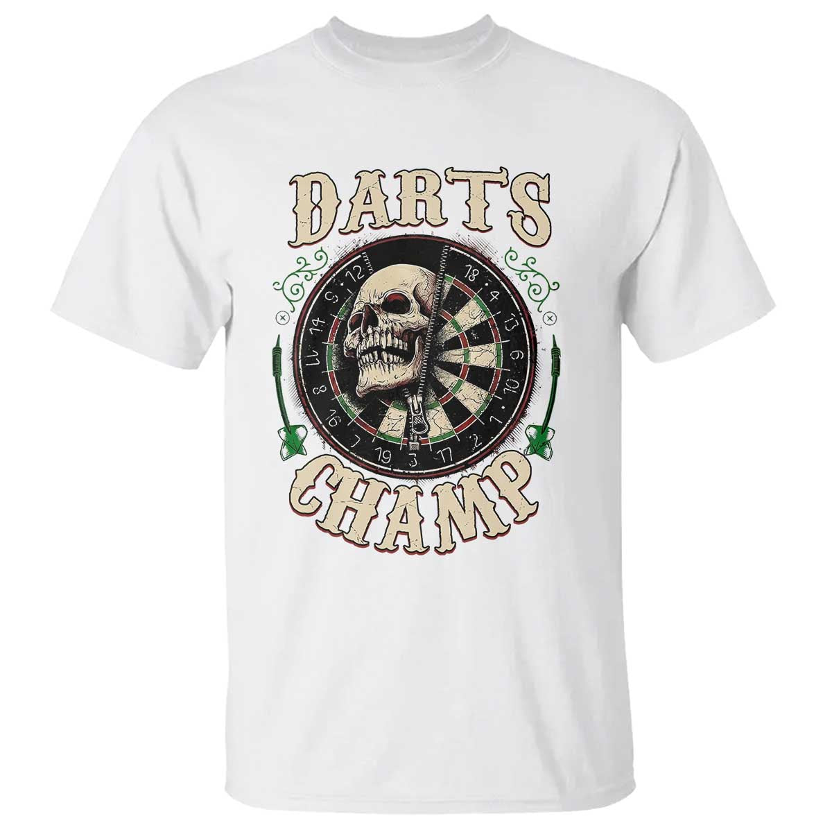Skull Dartboard Retro Vintage T Shirt Darts Player Champion Gift - Wonder Print Shop