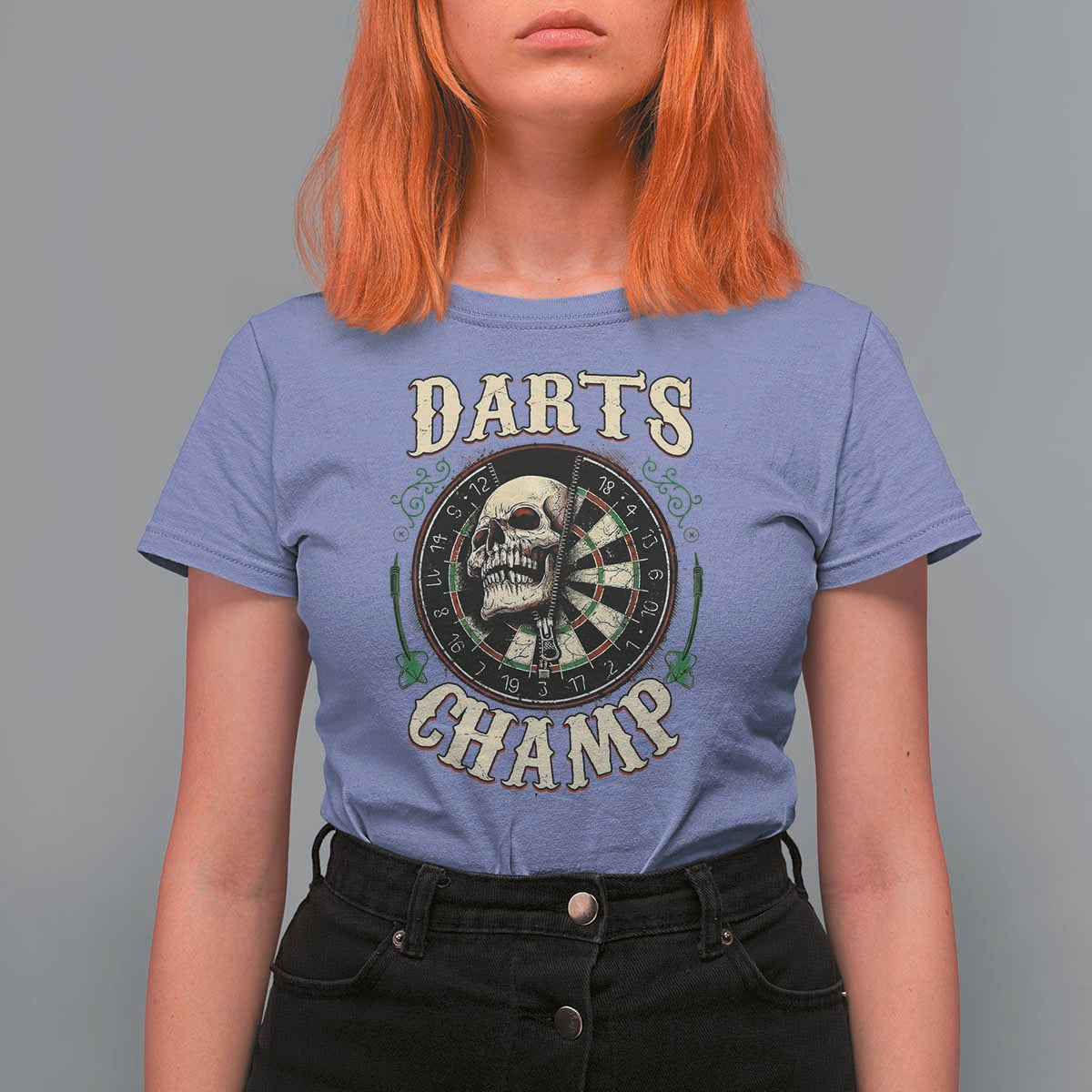 Skull Dartboard Retro Vintage T Shirt For Women Darts Player Champion Gift - Wonder Print Shop