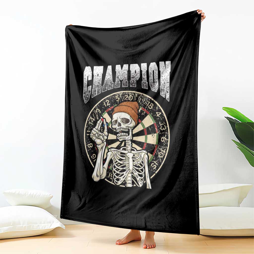 Gothic Skull Dart Master Throw Blanket Funny Skeleton Dartboard Champion Gift - Wonder Print Shop