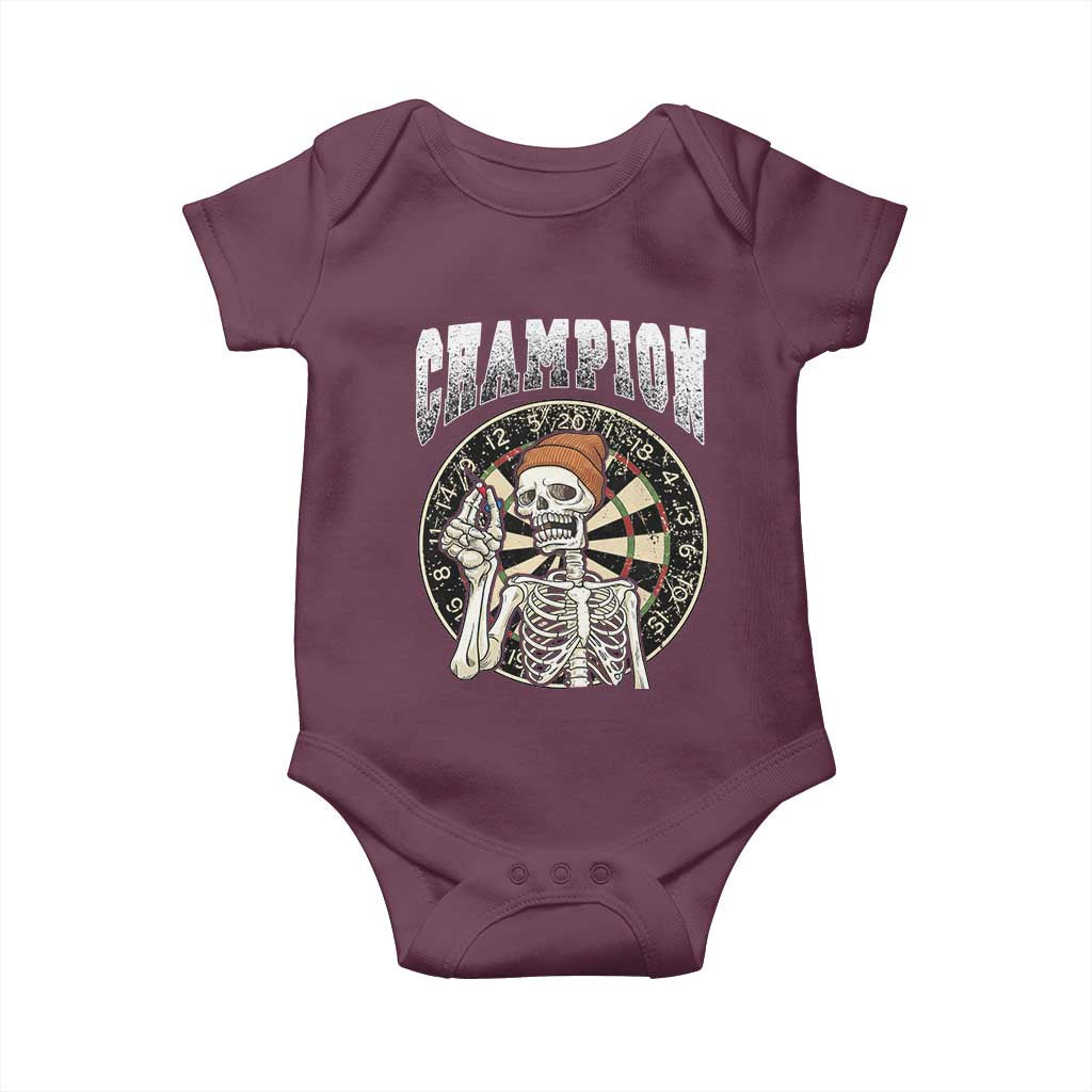 Gothic Skull Dart Master Baby Onesie Funny Skeleton Dartboard Champion Gift - Wonder Print Shop