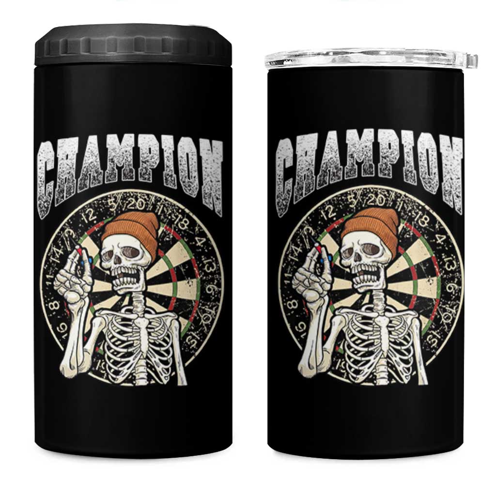 Gothic Skull Dart Master 4 in 1 Can Cooler Tumbler Funny Skeleton Dartboard Champion Gift - Wonder Print Shop