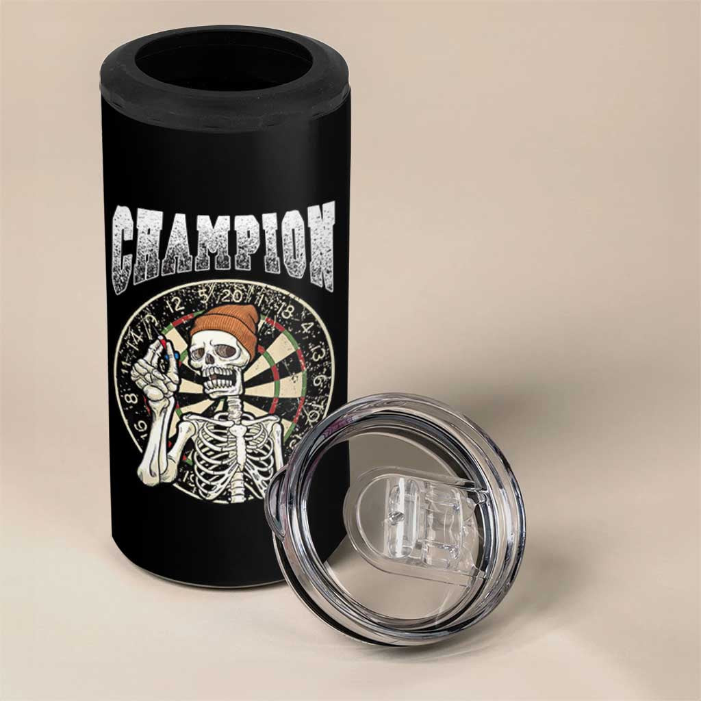 Gothic Skull Dart Master 4 in 1 Can Cooler Tumbler Funny Skeleton Dartboard Champion Gift - Wonder Print Shop