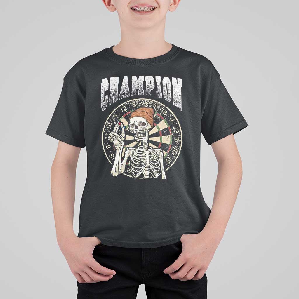 Gothic Skull Dart Master T Shirt For Kid Funny Skeleton Dartboard Champion Gift - Wonder Print Shop