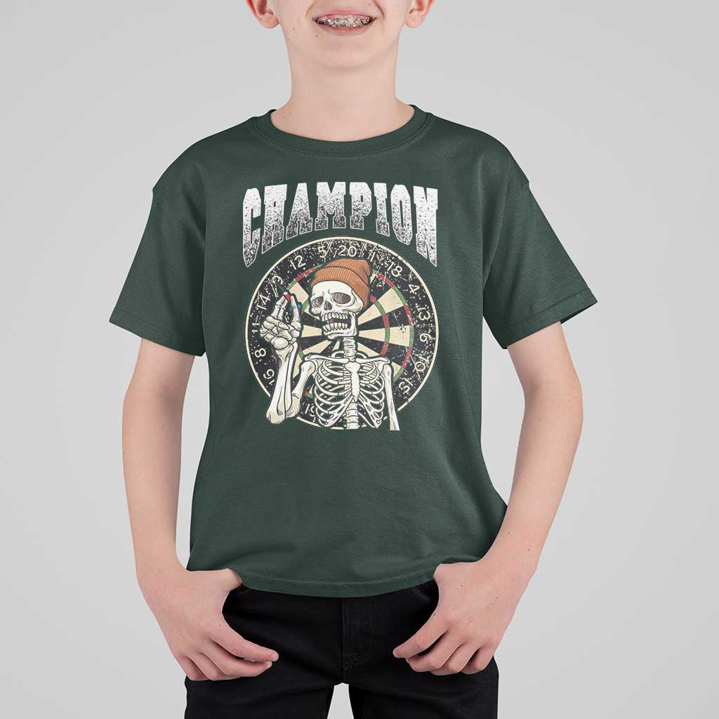 Gothic Skull Dart Master T Shirt For Kid Funny Skeleton Dartboard Champion Gift - Wonder Print Shop