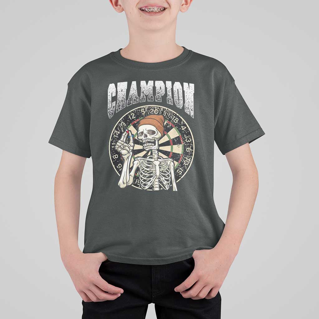 Gothic Skull Dart Master T Shirt For Kid Funny Skeleton Dartboard Champion Gift - Wonder Print Shop