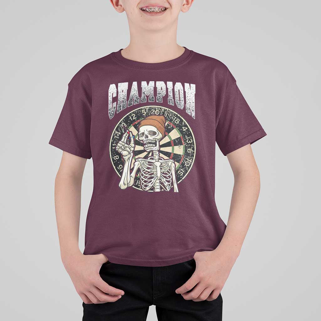 Gothic Skull Dart Master T Shirt For Kid Funny Skeleton Dartboard Champion Gift - Wonder Print Shop
