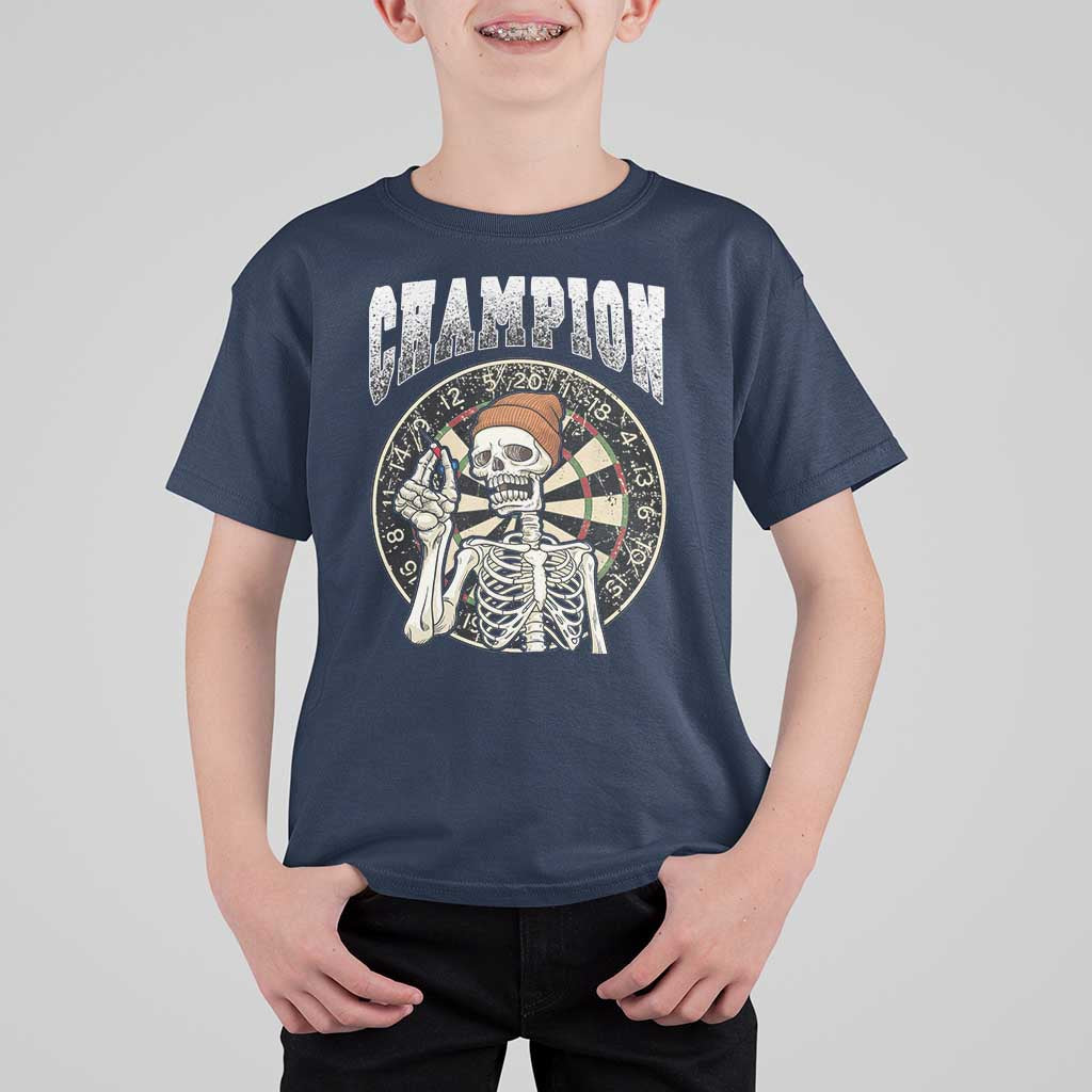 Gothic Skull Dart Master T Shirt For Kid Funny Skeleton Dartboard Champion Gift - Wonder Print Shop