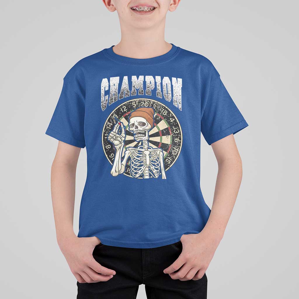 Gothic Skull Dart Master T Shirt For Kid Funny Skeleton Dartboard Champion Gift - Wonder Print Shop