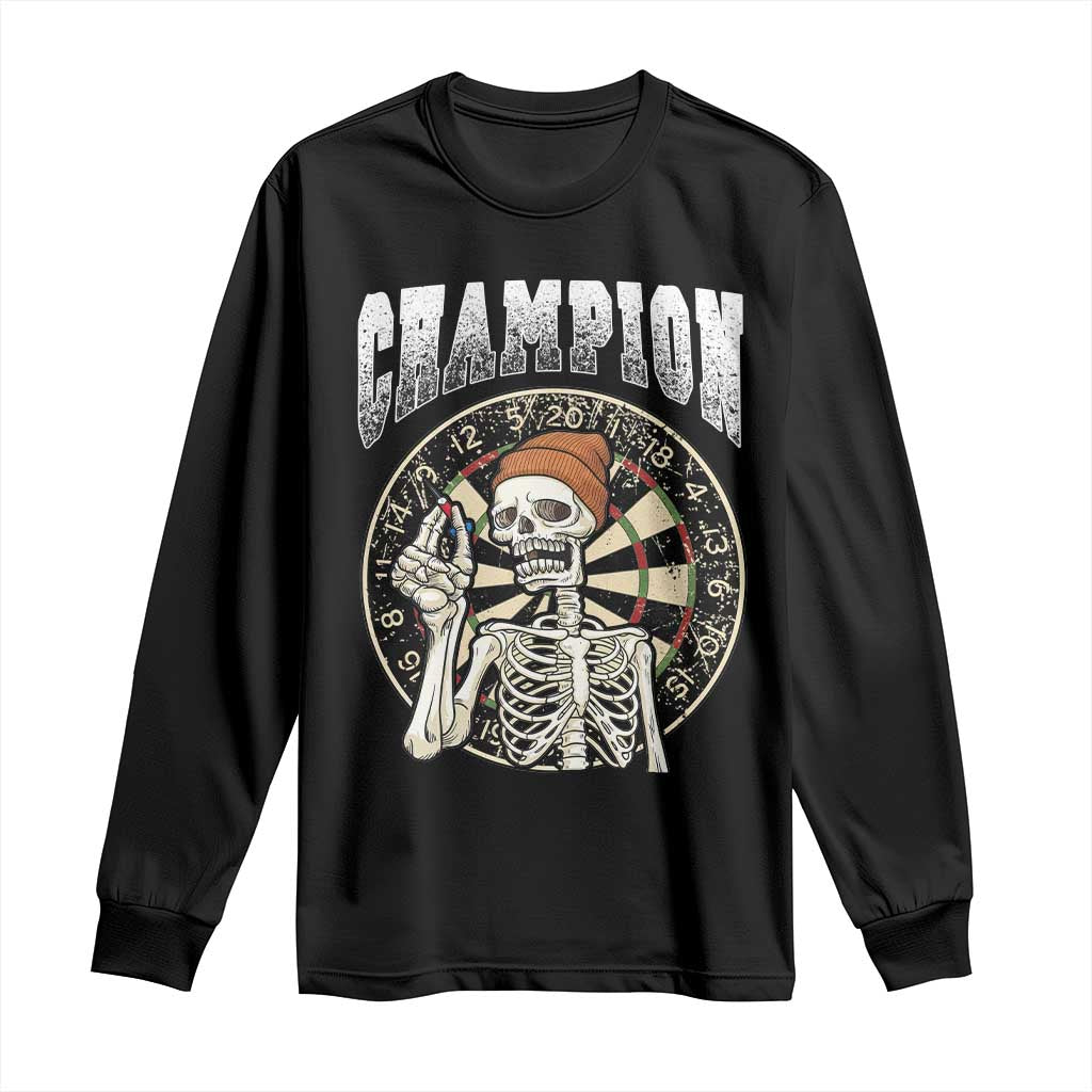 Gothic Skull Dart Master Long Sleeve Shirt Funny Skeleton Dartboard Champion Gift - Wonder Print Shop