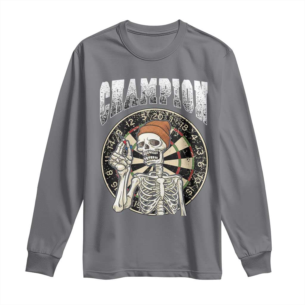Gothic Skull Dart Master Long Sleeve Shirt Funny Skeleton Dartboard Champion Gift - Wonder Print Shop