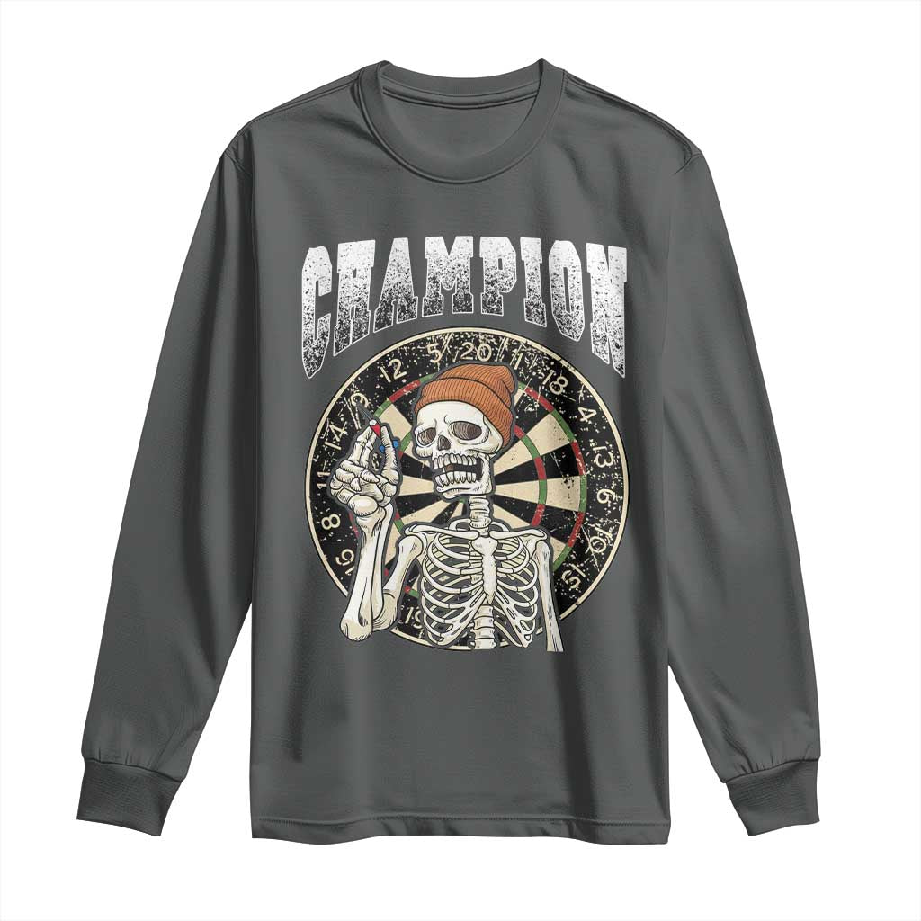 Gothic Skull Dart Master Long Sleeve Shirt Funny Skeleton Dartboard Champion Gift - Wonder Print Shop