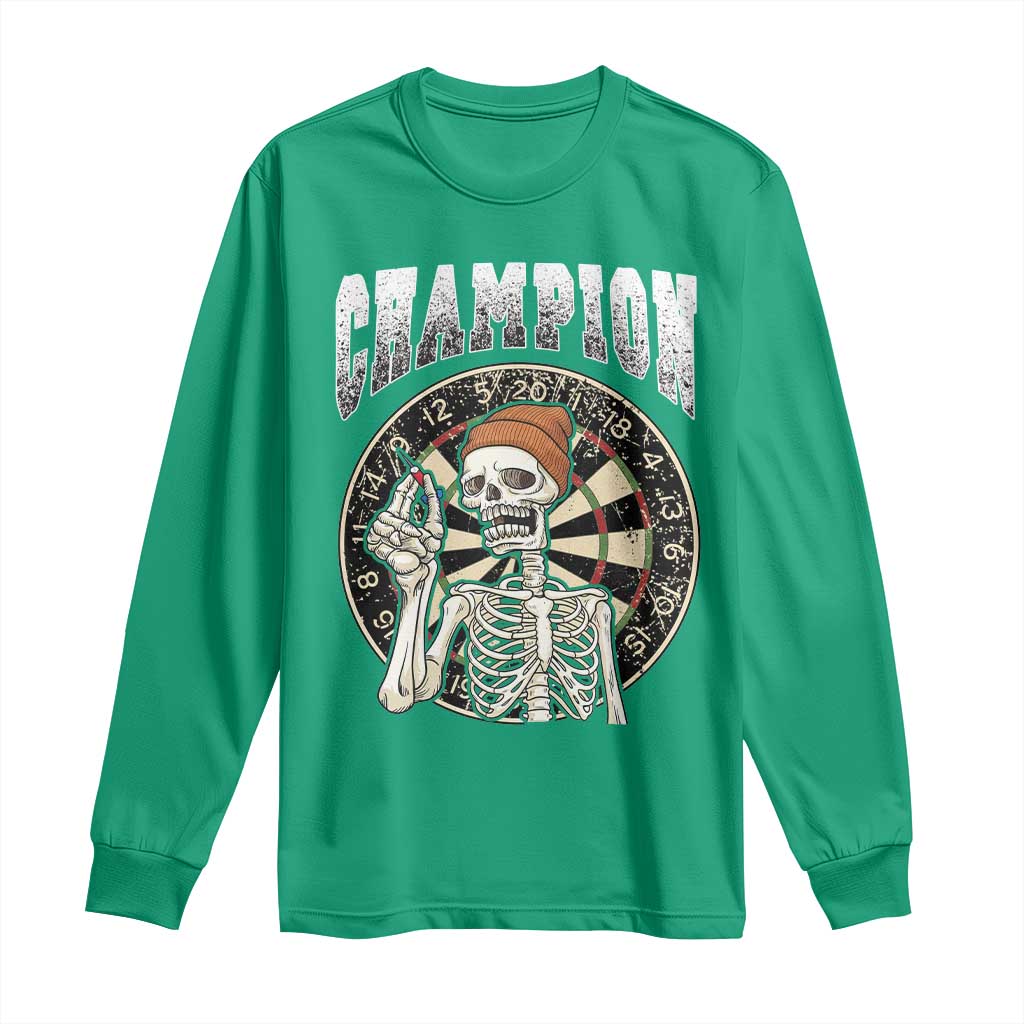 Gothic Skull Dart Master Long Sleeve Shirt Funny Skeleton Dartboard Champion Gift - Wonder Print Shop