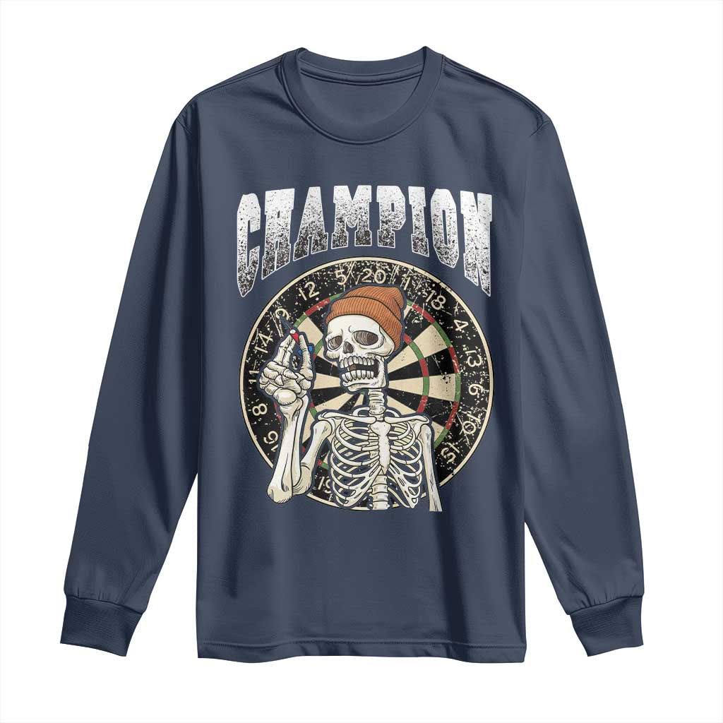 Gothic Skull Dart Master Long Sleeve Shirt Funny Skeleton Dartboard Champion Gift - Wonder Print Shop