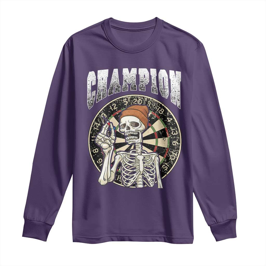 Gothic Skull Dart Master Long Sleeve Shirt Funny Skeleton Dartboard Champion Gift - Wonder Print Shop