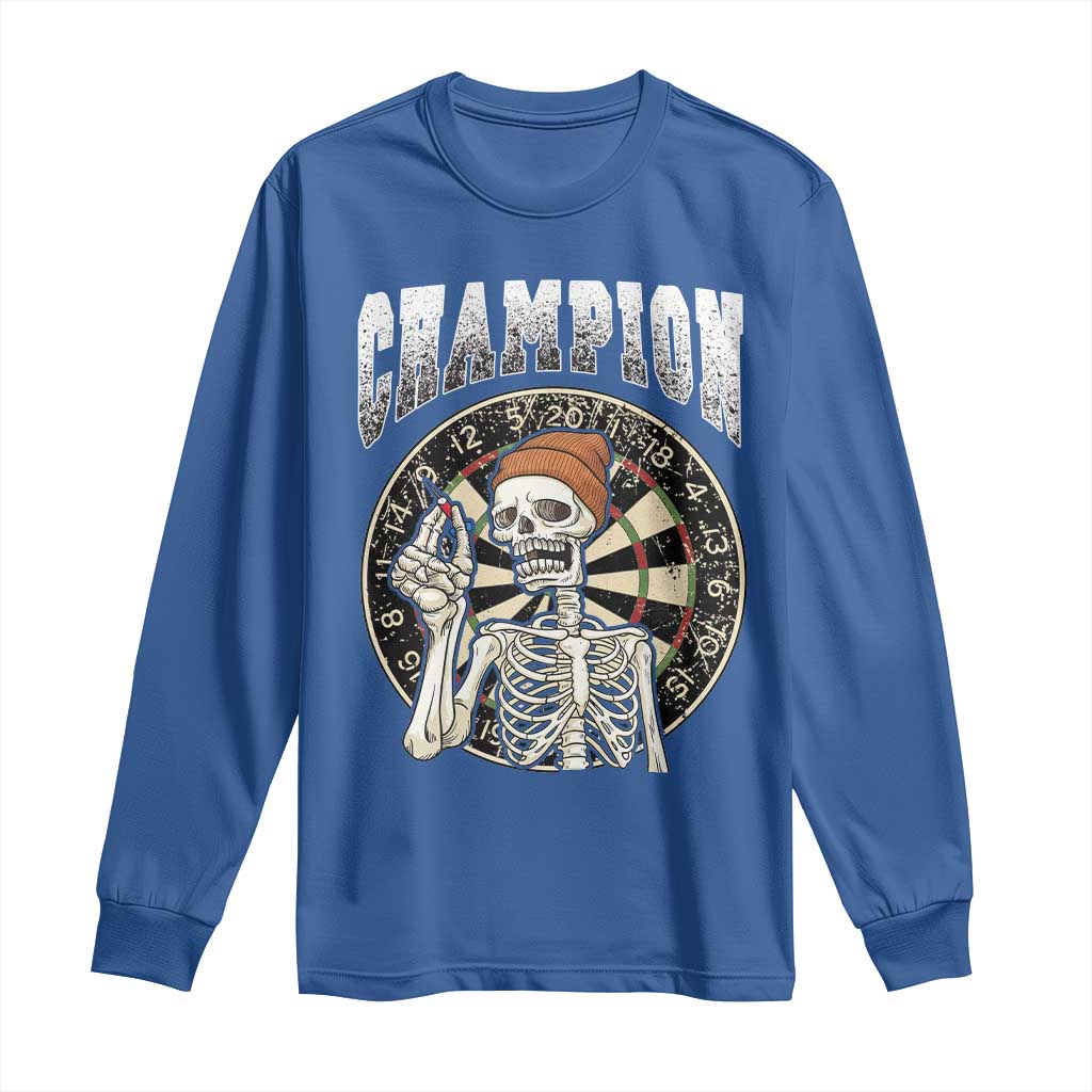 Gothic Skull Dart Master Long Sleeve Shirt Funny Skeleton Dartboard Champion Gift - Wonder Print Shop