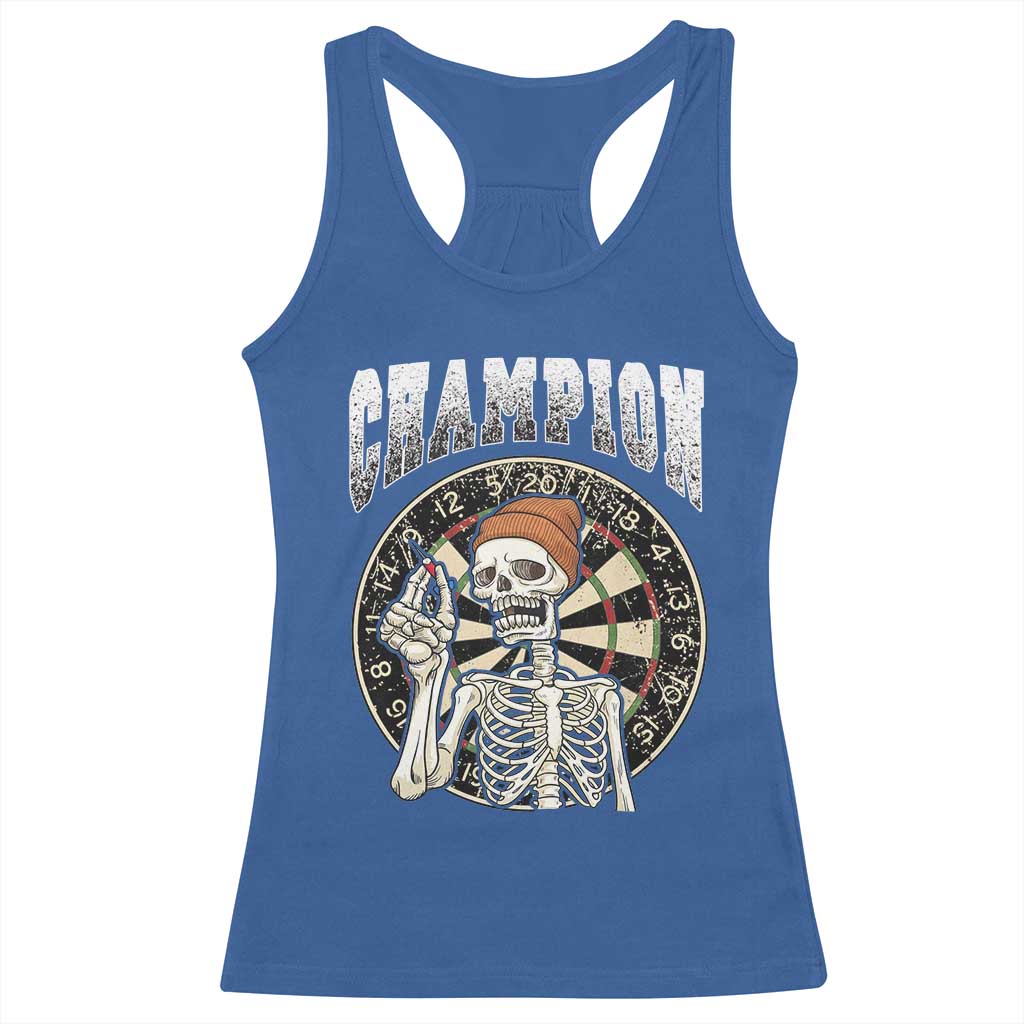 Gothic Skull Dart Master Racerback Tank Top Funny Skeleton Dartboard Champion Gift - Wonder Print Shop