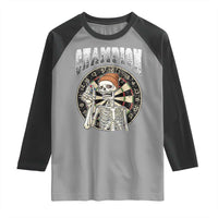 Gothic Skull Dart Master Raglan Shirt Funny Skeleton Dartboard Champion Gift - Wonder Print Shop