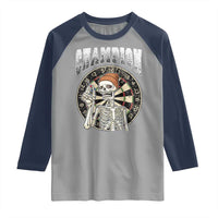 Gothic Skull Dart Master Raglan Shirt Funny Skeleton Dartboard Champion Gift - Wonder Print Shop