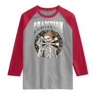 Gothic Skull Dart Master Raglan Shirt Funny Skeleton Dartboard Champion Gift - Wonder Print Shop