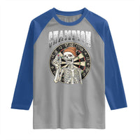 Gothic Skull Dart Master Raglan Shirt Funny Skeleton Dartboard Champion Gift - Wonder Print Shop