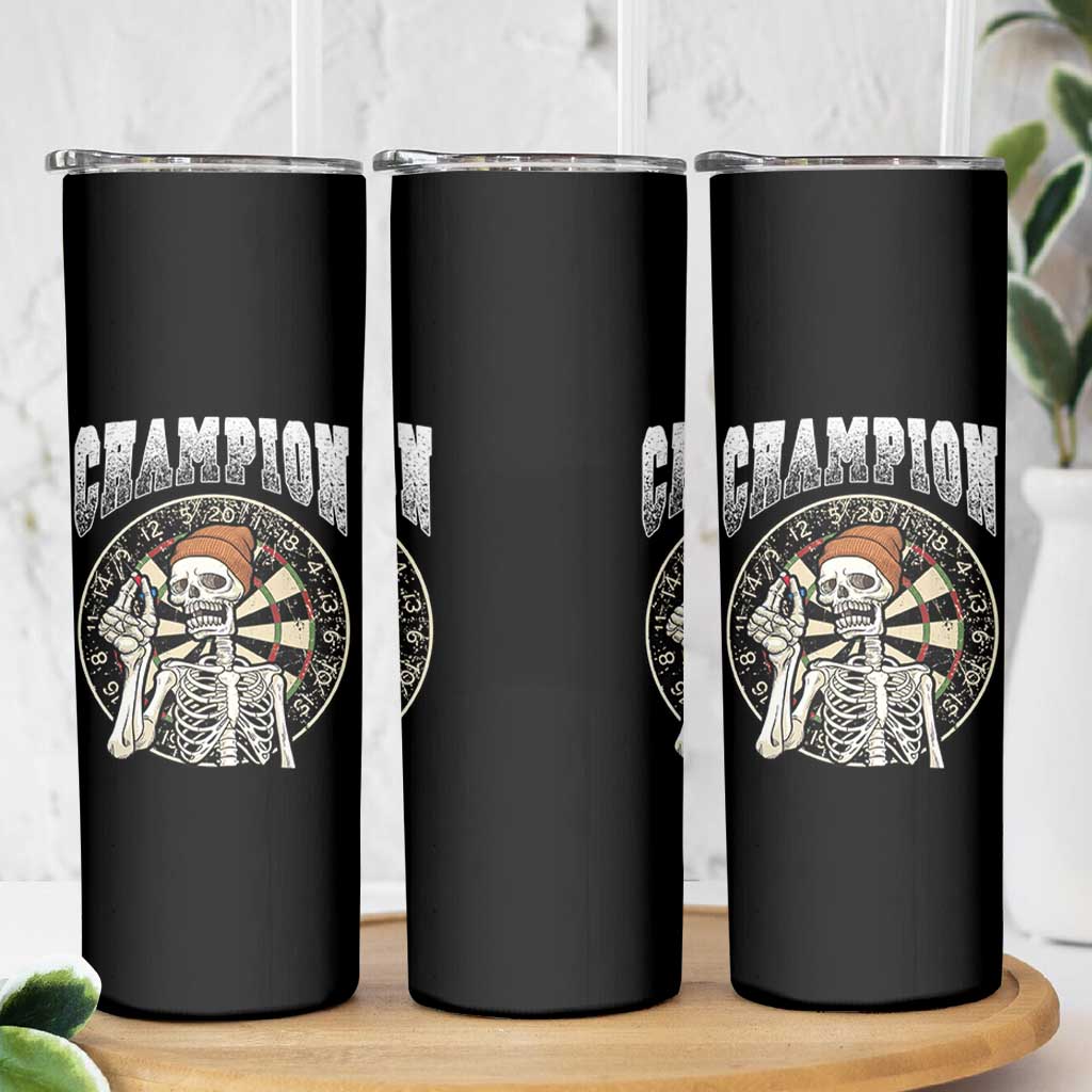 Gothic Skull Dart Master Skinny Tumbler Funny Skeleton Dartboard Champion Gift - Wonder Print Shop
