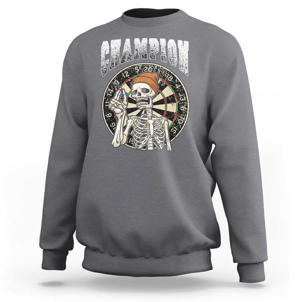 Gothic Skull Dart Master Sweatshirt Funny Skeleton Dartboard Champion Gift - Wonder Print Shop