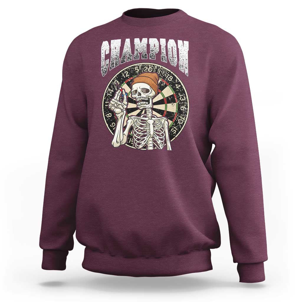 Gothic Skull Dart Master Sweatshirt Funny Skeleton Dartboard Champion Gift - Wonder Print Shop