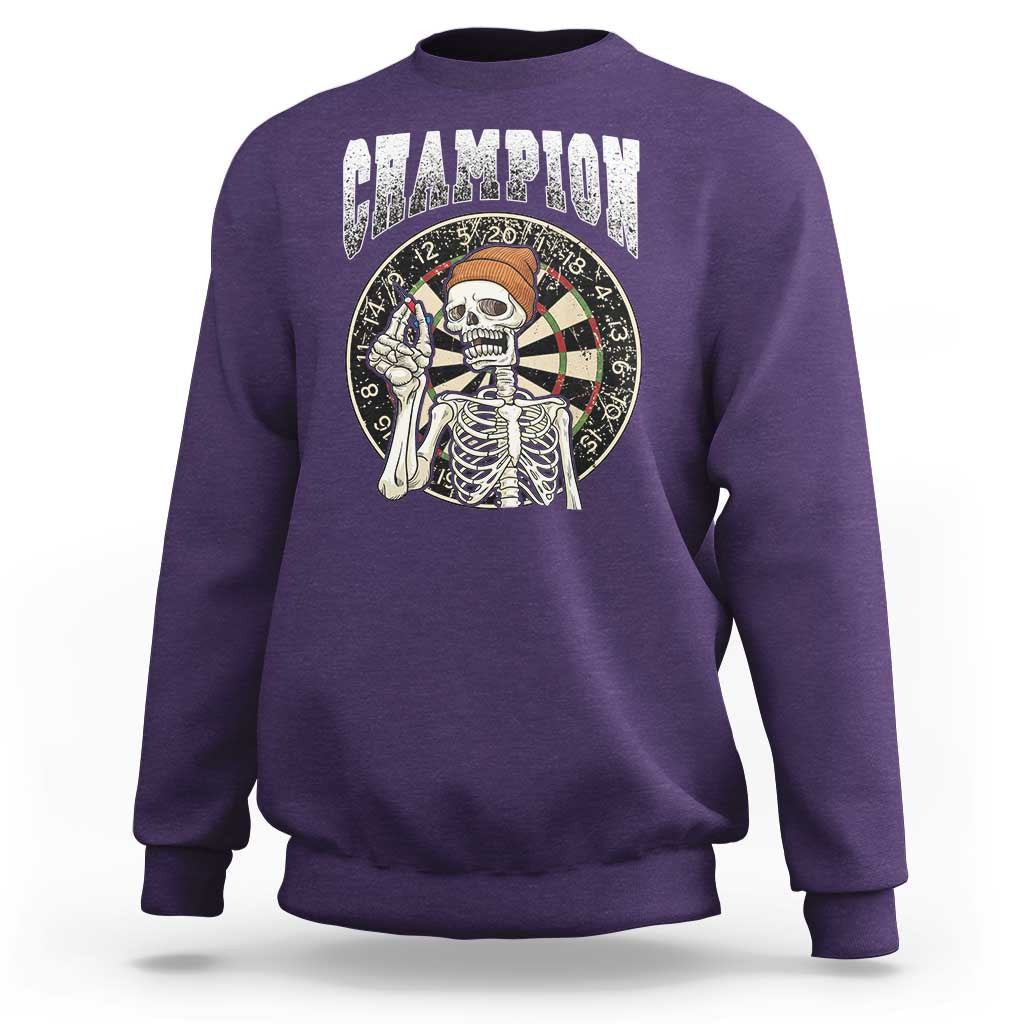 Gothic Skull Dart Master Sweatshirt Funny Skeleton Dartboard Champion Gift - Wonder Print Shop