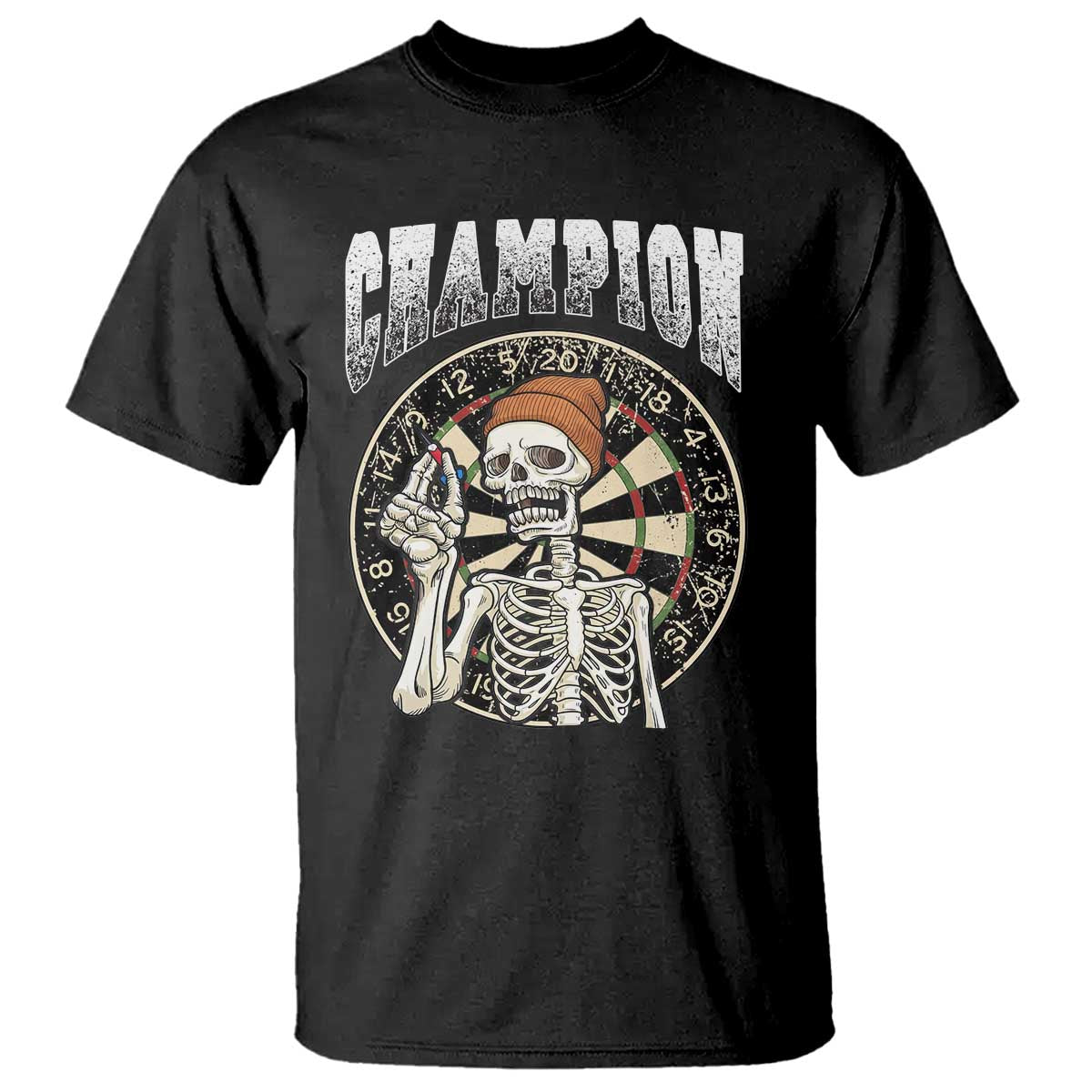 Gothic Skull Dart Master T Shirt Funny Skeleton Dartboard Champion Gift - Wonder Print Shop