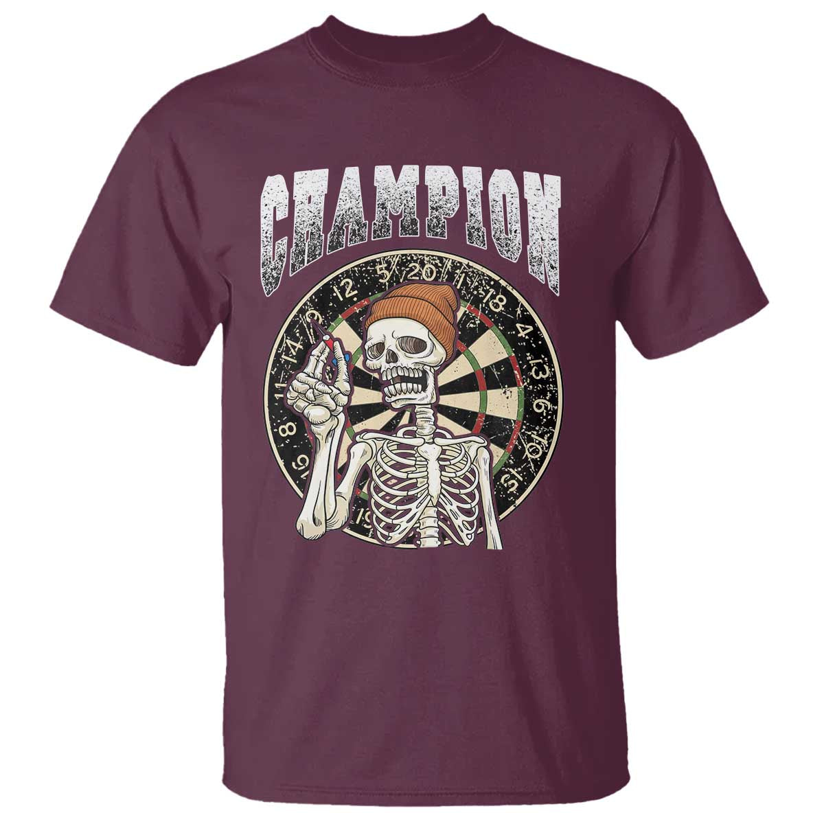 Gothic Skull Dart Master T Shirt Funny Skeleton Dartboard Champion Gift - Wonder Print Shop
