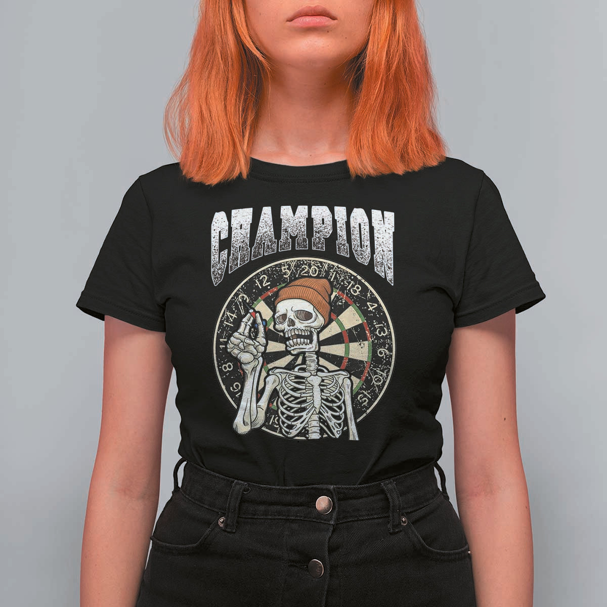 Gothic Skull Dart Master T Shirt For Women Funny Skeleton Dartboard Champion Gift - Wonder Print Shop