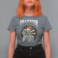 Gothic Skull Dart Master T Shirt For Women Funny Skeleton Dartboard Champion Gift - Wonder Print Shop