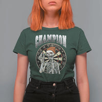Gothic Skull Dart Master T Shirt For Women Funny Skeleton Dartboard Champion Gift - Wonder Print Shop