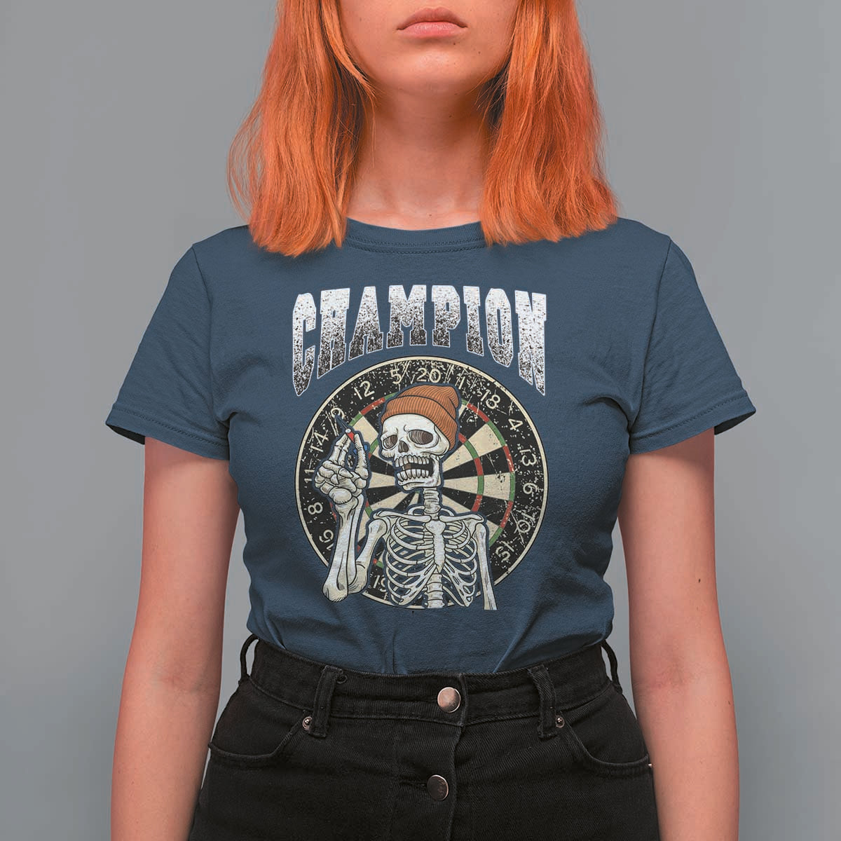 Gothic Skull Dart Master T Shirt For Women Funny Skeleton Dartboard Champion Gift - Wonder Print Shop